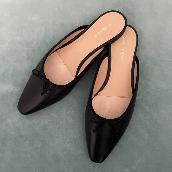 Veronica Beard Catherine Black Leather Mules Shoes US 9 $350 BNIB - Picture 3 of 11